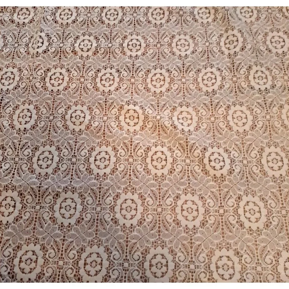 Ivory Lace Curtain Panel Floral Medallion Cottage Farmhouse Country 35x54